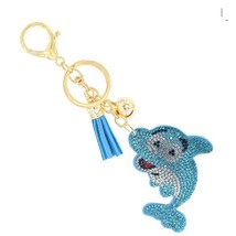 Bling Crystal Blue Dolphin Tassel Keychain - $13.86