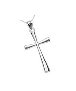 .925 Sterling Silver Simple Classic Flared Cross Pendant Necklace with R... - $2,563.48 MXN