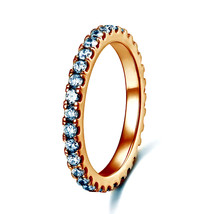 Silver Eternity Ring with Created Diamond, Rose Gold Plated Band - $717.32 MXN