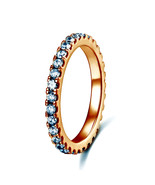 Silver Eternity Ring with Created Diamond, Rose Gold Plated Band - $723.90 MXN
