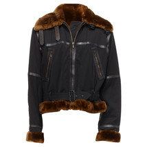 Jean Paul Gaultier Homme Faux Fur Aviator Flight Jacket Men Black Size 50 - $1,793.60