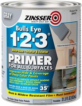 Zinsser 286258 Bulls Eye 1-2-3 All Surface Primer, Quart, Gray - £20.41 GBP