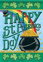 Rainbows &amp; Gold St Patrick&#39;s Day House Flag-2 Sided Message,28&quot; x 40&quot; - £22.18 GBP