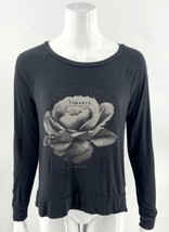 American Eagle Soft &amp; Sexy Top Size Small Gray Romance Flower Graphic Te... - £18.77 GBP