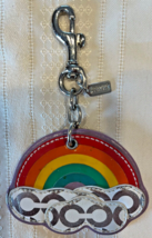Coach 92545 Op Art Leather Rainbow Handbag Charm Keychain MultiColor Preowned - £31.17 GBP