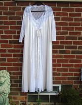 Glydons Lace Peignoir Set Negligee Nightgown Off White Long Vintage Size M - $94.05