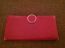  Fiocci Lecca Wallet Red Leather Clutch Checkbook Snap Button Closure Vi... - $29.39
