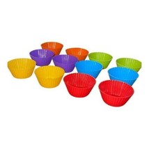 Silicone Cupcake Baking Cups Reusable Muffin Liners Holders 24 Multi-Color - £3.09 GBP