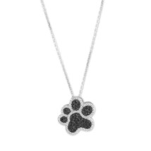 Sterling Silver Black and White CZ Paw Print Pendant - £61.80 GBP