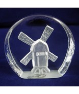 Polish Glassware Paperweight Dutch Windmill Debossed Glass Sculpture 3D ... - $16.61