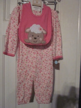 NWT - CARTER&#39;S LAMB &amp; HEARTS Girl&#39;s Size 6M Pink Long Sleeve 4-PC Layett... - £15.17 GBP