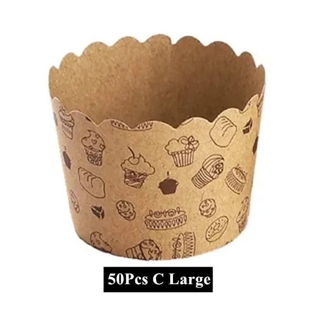 50 Pcs Cupcake Paper Cups Wrapper Baking Cake Cup (Set C - Large) - £8.34 GBP