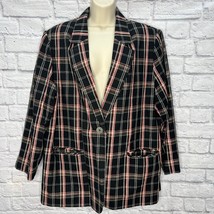 Vintage Requirements Linen Blend Balzer Womens 18W Black Red Plaid Lined... - £31.10 GBP