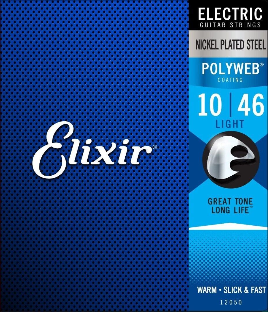 Elixir Nickel Plated 12050 Electric Guitar Strings, Nanoweb Light .010-.046