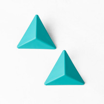Plunder Earrings (New) Aquamarine - Turquoise Triangle 1" - Posts (PE279) - £14.42 GBP