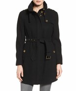 MICHAEL Michael Kors Wool Blend Trench Coat Sz 12 Black - $117.22