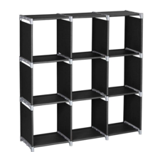 Multifunctional Assembled 3 Tiers 9 Compartments Storage Shelf Black - £33.21 GBP