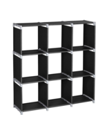 Multifunctional Assembled 3 Tiers 9 Compartments Storage Shelf Black - £32.94 GBP