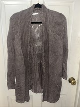 Matty M Brown Open Knit Waterfall Pocket Cardigan Size M - £14.99 GBP