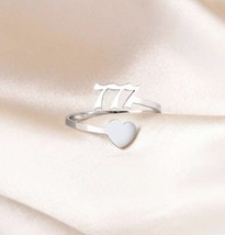 777 Number Ring - Numerology Gift - Silver Adjustable Ring - £12.36 GBP