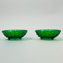 Vintage 2 Anchor Hocking Oyster &amp; Pearl Forest Green 4.5&quot; Footed Serving... - $23.74