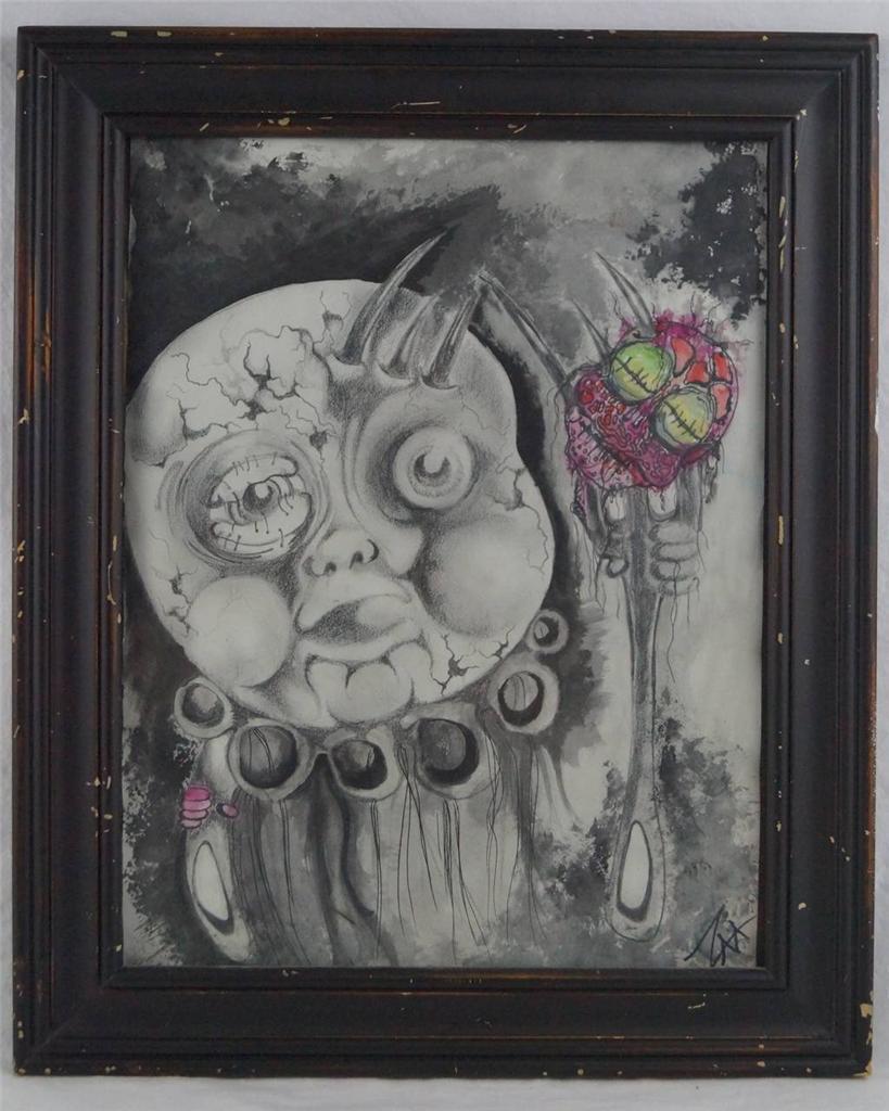 Primary image for Outsider Art Color Pencil on Paper Framed 14x17