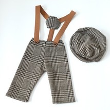 Newborn Flat Cap Sets Boy Overalls for Photo Shoot Bebe Fotografia Outfit Pants  - £59.72 GBP