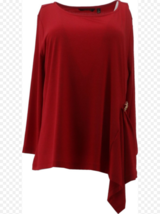 Global Chic By Iman Stylish Silk Shirt W/ Gold Bobby Pin (Fall Red, Xs) 724209 - £7.03 GBP