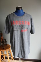 Men&#39;s Gildan Gray/Red/Black Sarcasm Short Sleeve T-Shirt ~L~ - £5.42 GBP