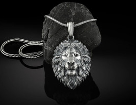 African Lion Sterling Silver Mens Necklace pendant Charm Best Friend Gift - £89.26 GBP