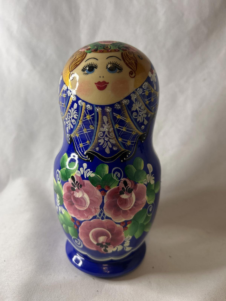 Hand-Painted Russian Matryoshka Doll - Floral Design - $45.99