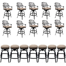 Outdoor patio Elisabeth swivel bar stools 10 with arms and 7 bare - $4,349.07