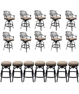 Outdoor patio Elisabeth swivel bar stools 10 with arms and 7 bare - $5,967.93 CAD