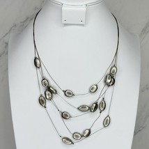 Chico's Multi Strand Wire Silver Tone Beaded Necklace - $12.86
