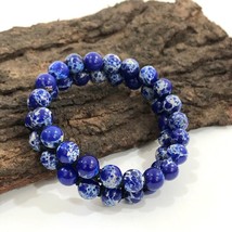 Natural Blue Sea Sediment Jasper 8 mm beads 7.5&quot; Stretch Bracelet 2SB-30 - £10.67 GBP