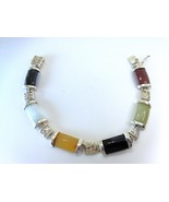 Vintage Multicolor Jade Good Fortune Bracelet in Sterling Silver DBJ - €28,60 EUR