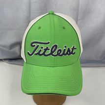 Titleist Golf Hat Fitted S/M Cap White Green A-Flex Embroidered Logo - $20.21