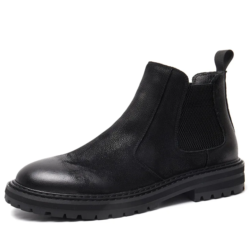 high grade men boots black autumn  shoes  leather botines hombre chelsea botas m - £241.72 GBP