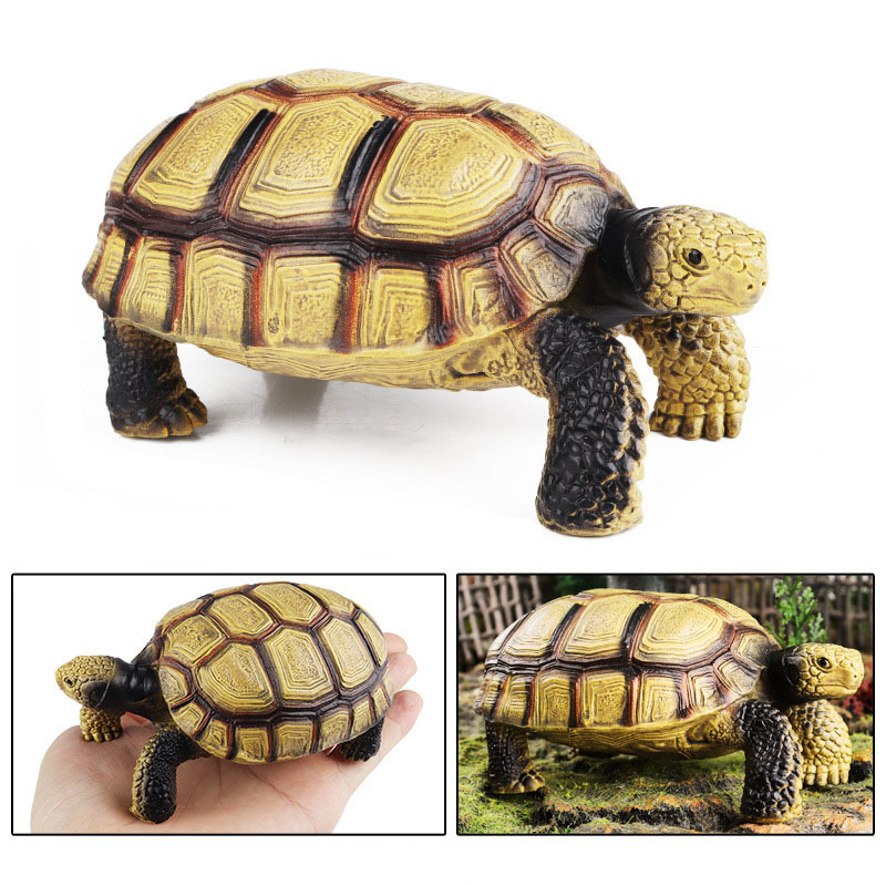 Black Pattern European Tortoise Animal Figurine Plastic Wildlife Toy for... - $9.89+