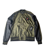 Brooklyn Standard Mens Bomber Jacket Olive Green Black Snap Front Patche... - $29.69