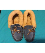 L.L. BEAN WICKED GOOD SUEDE BLUE MOCCASINS FAUX SHERLING - WOMENS SIZE 9 MED - $60.97 CAD