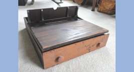 antique AUGLAIZE NEW bremen oh POPUP LAPDESK DRAWER school inkwell furni... - $123.70