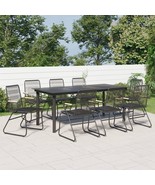  Garden Dining Set Set of 9 Black PVC rattan One size fits all - $24,467.46 MXN