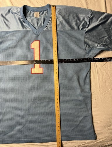 Vintage Houston Oilers Warren Moon Football Jersey Faded Tag Blue #1 NFL Footbal Item image 7