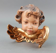 Anri Italy Vintage Hand Carved Wood Cherub Angel Putti Head Christmas Ornament - £105.00 GBP