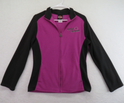 Harley Davidson Jacket Womens Medium Purple Black Color Block Fleece Full Zip - £19.77 GBP
