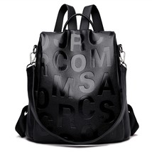 2023 Trend Anti-theft Women Backpack High Quality Soft Leather Letter Ruack Scho - £64.85 GBP