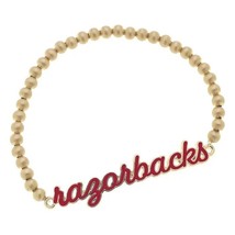 Arkansas Razorbacks Script Game Day Ball Bead Stretch Bracelet in Satin ... - $24.75