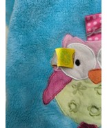 Taggies Owl FLAWED pink teal blue baby blanket 30x40 read description - £7.89 GBP