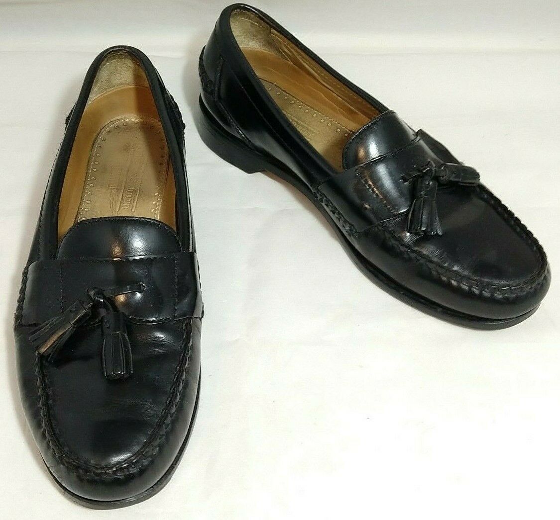 Primary image for Johnston & Murphy Black Leather Loafers Kilt Tassels Size 10M